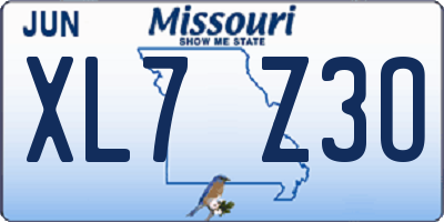MO license plate XL7Z3O