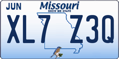 MO license plate XL7Z3Q
