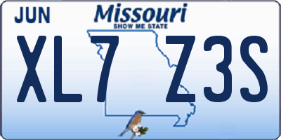 MO license plate XL7Z3S