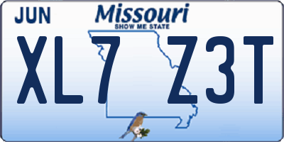 MO license plate XL7Z3T