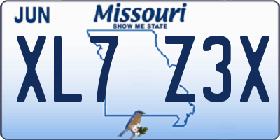 MO license plate XL7Z3X