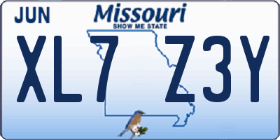MO license plate XL7Z3Y