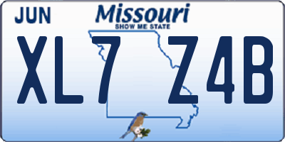 MO license plate XL7Z4B