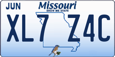 MO license plate XL7Z4C
