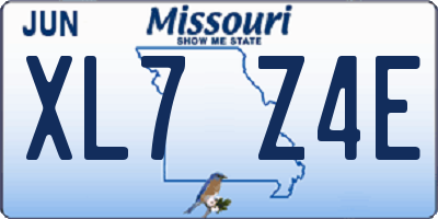 MO license plate XL7Z4E