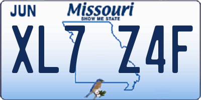 MO license plate XL7Z4F