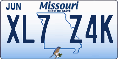 MO license plate XL7Z4K