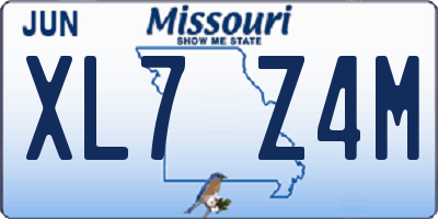 MO license plate XL7Z4M
