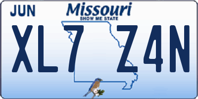 MO license plate XL7Z4N