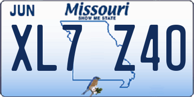 MO license plate XL7Z4O