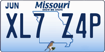 MO license plate XL7Z4P