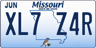 MO license plate XL7Z4R