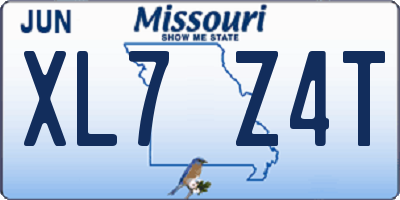 MO license plate XL7Z4T