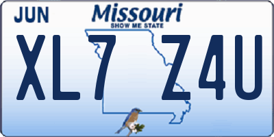 MO license plate XL7Z4U