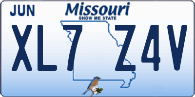 MO license plate XL7Z4V