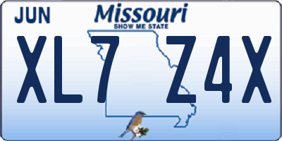 MO license plate XL7Z4X