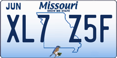 MO license plate XL7Z5F