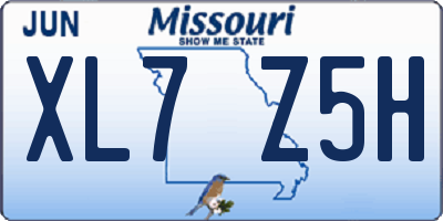 MO license plate XL7Z5H