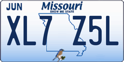 MO license plate XL7Z5L