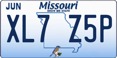 MO license plate XL7Z5P