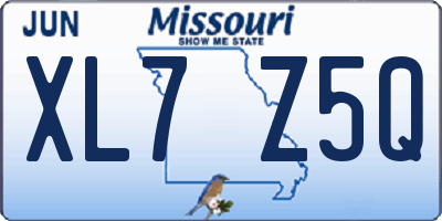 MO license plate XL7Z5Q