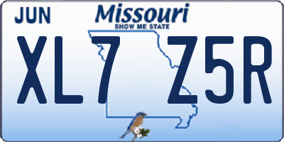 MO license plate XL7Z5R