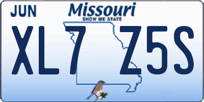 MO license plate XL7Z5S