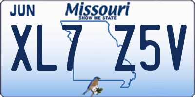 MO license plate XL7Z5V