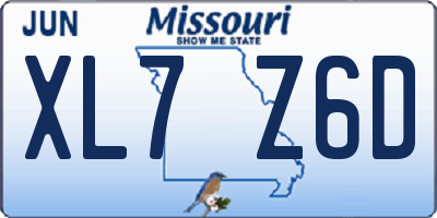 MO license plate XL7Z6D