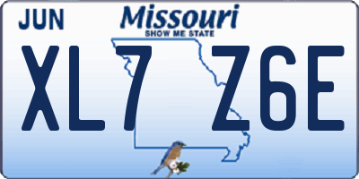 MO license plate XL7Z6E