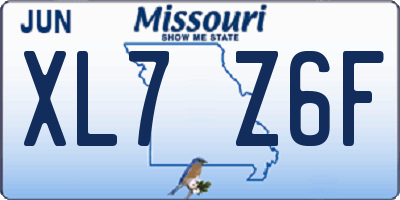 MO license plate XL7Z6F