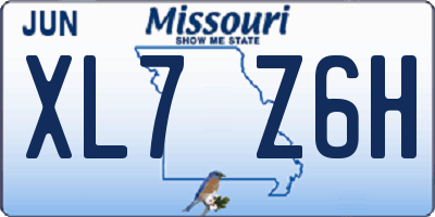 MO license plate XL7Z6H