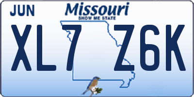 MO license plate XL7Z6K