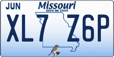 MO license plate XL7Z6P