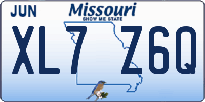 MO license plate XL7Z6Q
