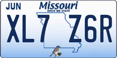 MO license plate XL7Z6R