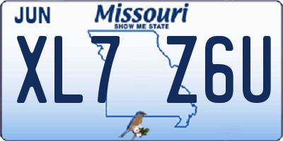 MO license plate XL7Z6U
