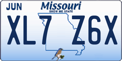 MO license plate XL7Z6X