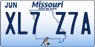 MO license plate XL7Z7A