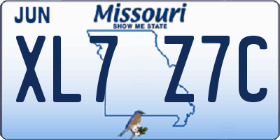 MO license plate XL7Z7C