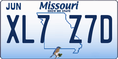 MO license plate XL7Z7D