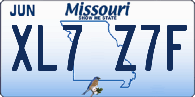 MO license plate XL7Z7F