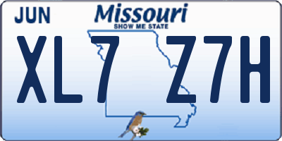 MO license plate XL7Z7H