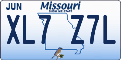 MO license plate XL7Z7L