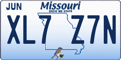 MO license plate XL7Z7N