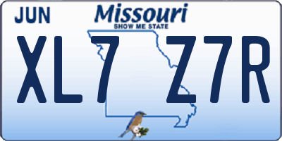 MO license plate XL7Z7R