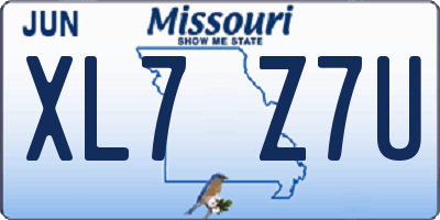 MO license plate XL7Z7U