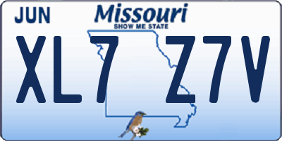 MO license plate XL7Z7V