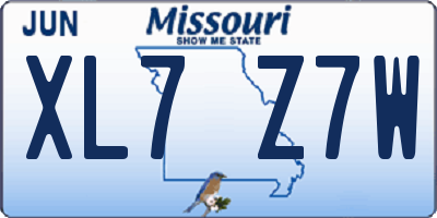 MO license plate XL7Z7W