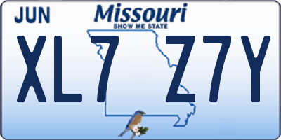 MO license plate XL7Z7Y